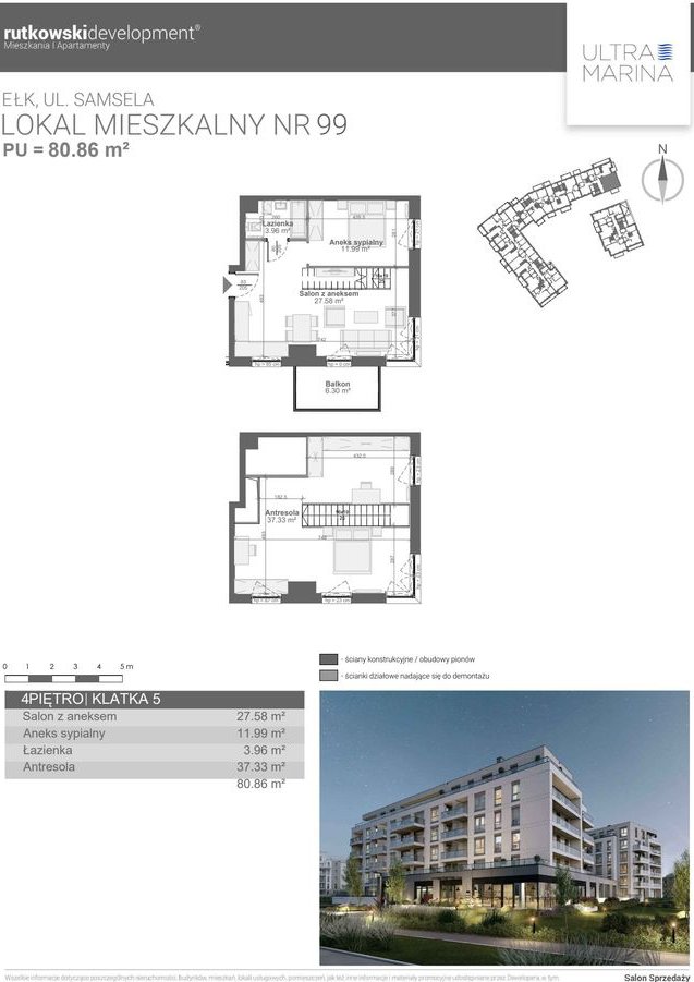 4-pokojowe mieszkanie 80m2 + balkon Bezpośrednio