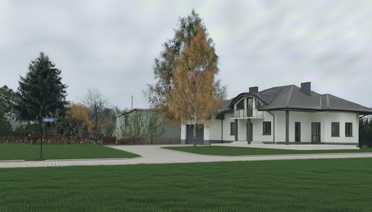 Dom wolnostojący w stanie surowym, działka 2200m