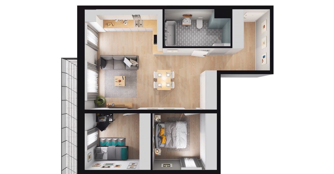 Panorama 3 Stawy | mieszkanie 3-pok. | 1.B5