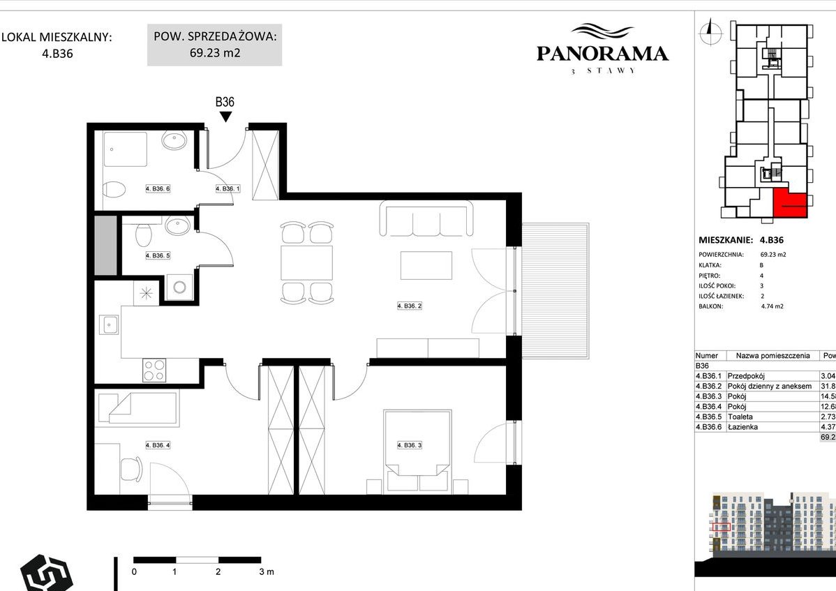 Panorama 3 Stawy | mieszkanie 3-pok. | 4.B36