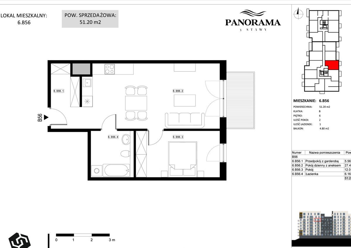 Panorama 3 Stawy | mieszkanie 2-pok. | 6.B56