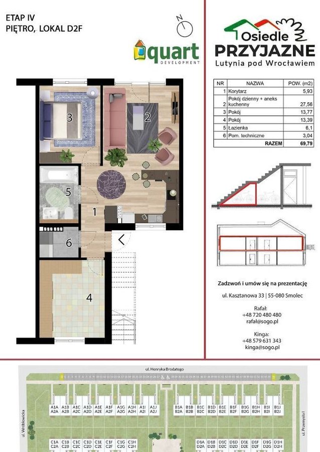 Dwupoziomowe 70m² + 41m²strych (111m² ) +balkon+m.parking-KAMERALNE