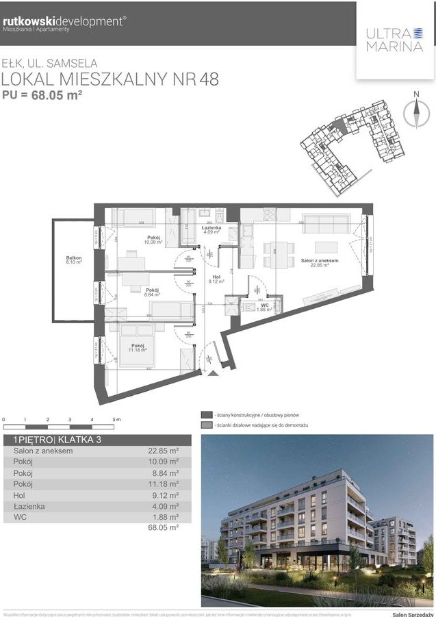 4-pokojowe mieszkanie 68m2 + balkon Bez Prowizji