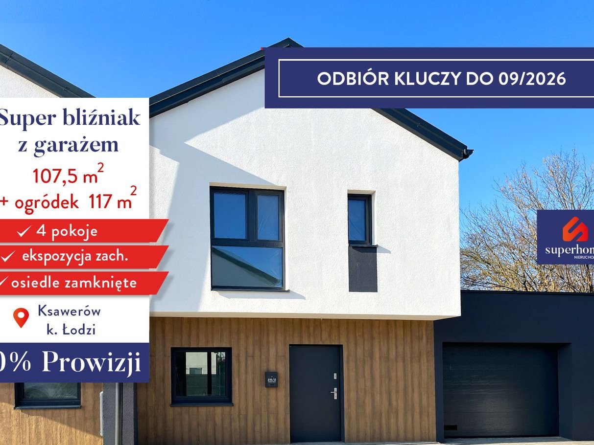 Wyjątkowy bliźniak z garażem - Ksawerów - 108 m2