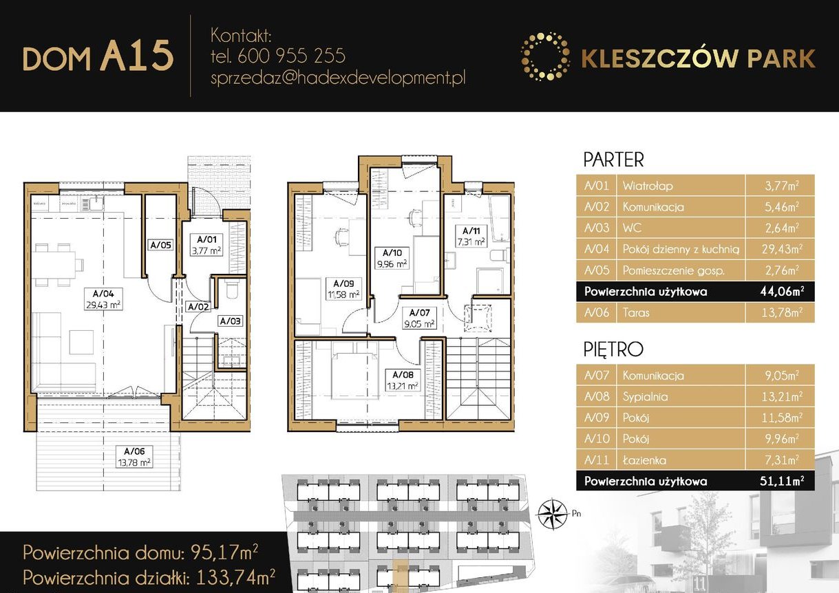 Kleszczów Park Żory | dom szeregowy 4-pok. | 15A