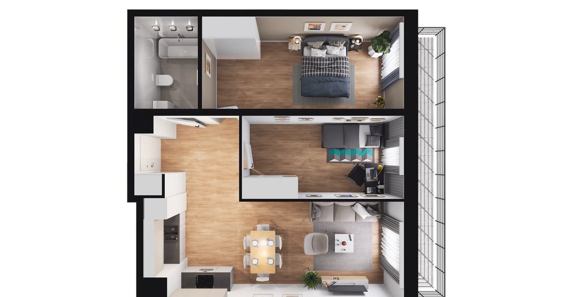 3-pokojowe mieszkanie 57m2 + balkon Bez Prowizji