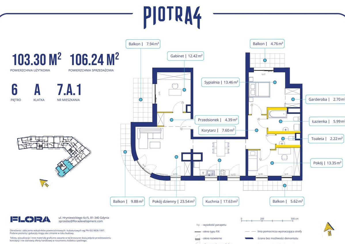 4-pokojowe mieszkanie 103m2 + 3 balkony