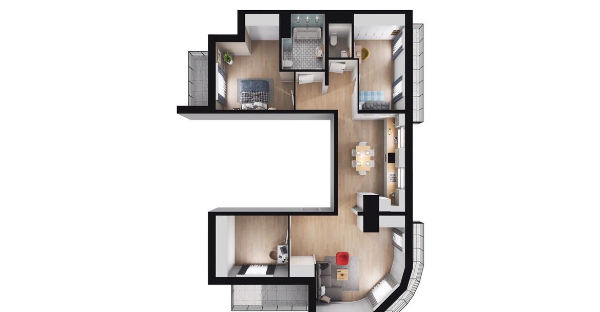 4-pokojowe mieszkanie 103m2 + 3 balkony