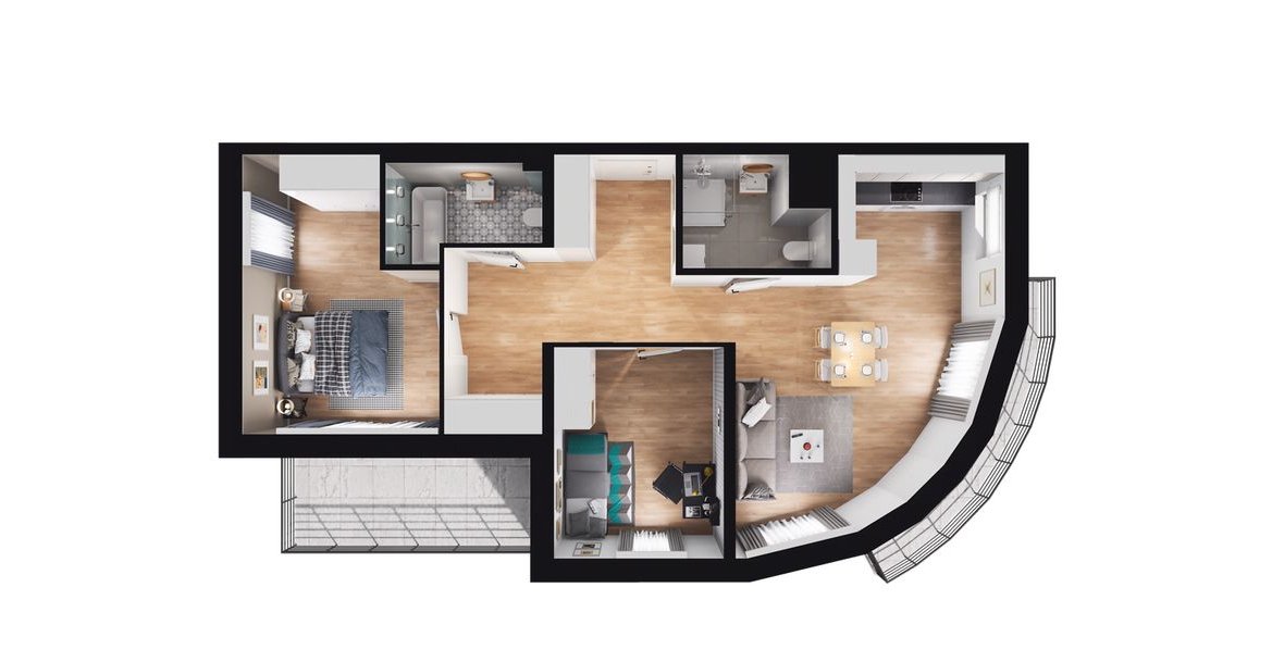 3-pokojowe mieszkanie 70m2 + 2 balkony