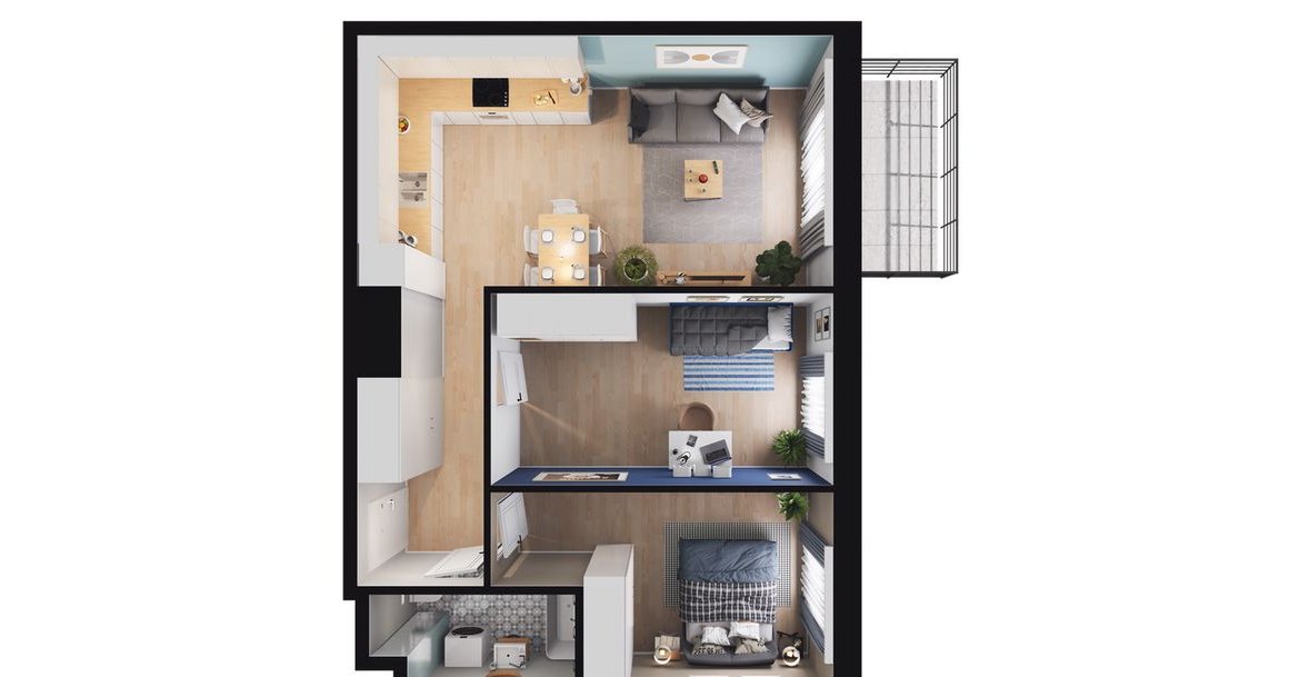 3-pokojowe mieszkanie 57m2 + balkon Bezpośrednio