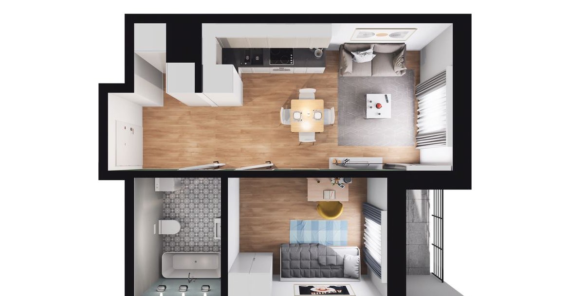 2-pokojowe mieszkanie 34m2 + loggia Bezpośrednio