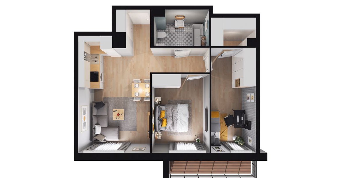 3-pokojowe mieszkanie 56m2 + balkon Bezpośrednio