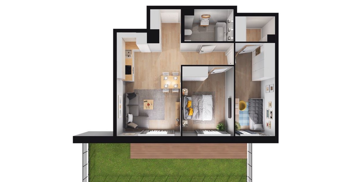 3-pokojowe mieszkanie 55m2 + ogródek Bezpośrednio