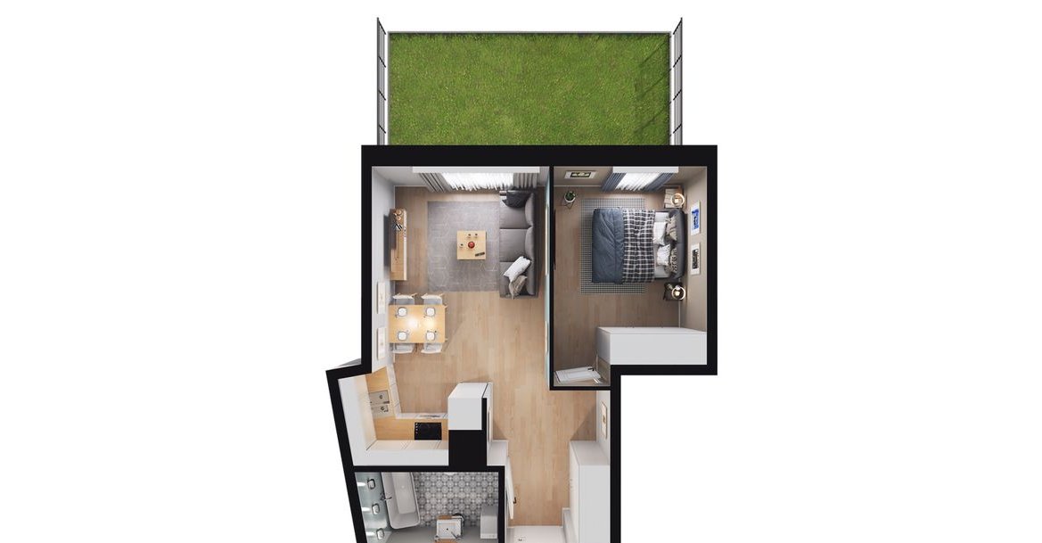 2-pokojowe mieszkanie 41m2 + ogródek Bezpośrednio