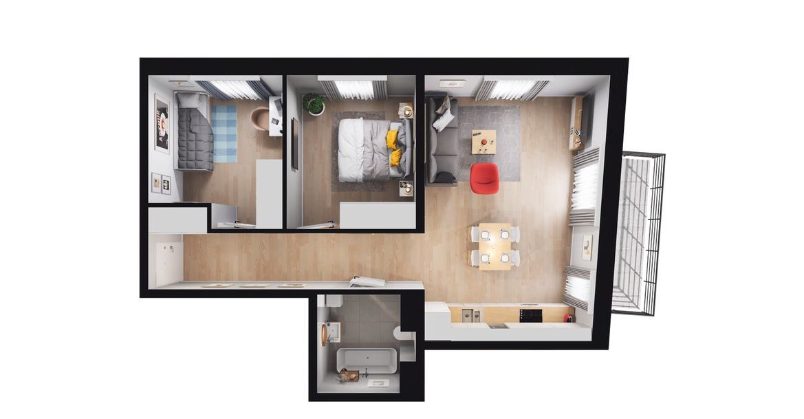 3-pokojowe mieszkanie 58m2 + balkon Bezpośrednio