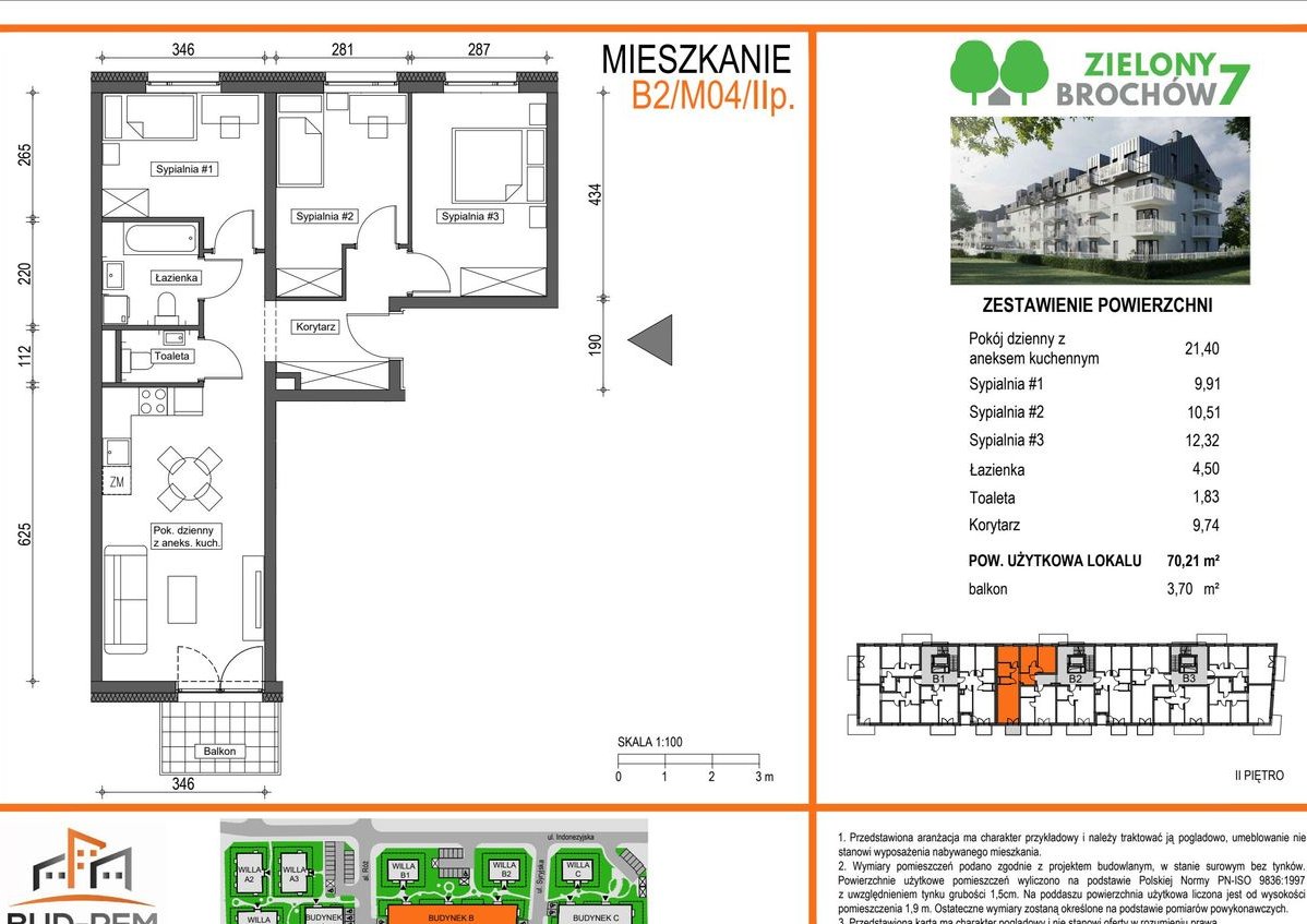 4-pokojowe mieszkanie 70m2 + balkon