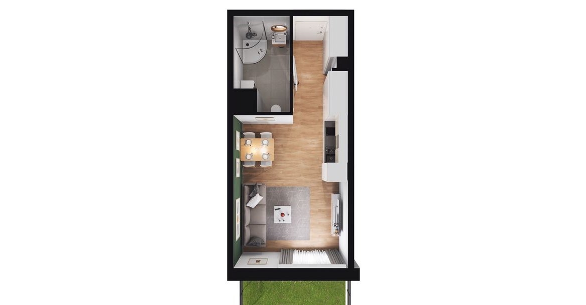 1-pokojowe mieszkanie 26m2 + ogródek