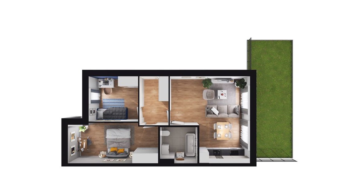 3-pokojowe mieszkanie 55m2 + ogródek Bezpośrednio