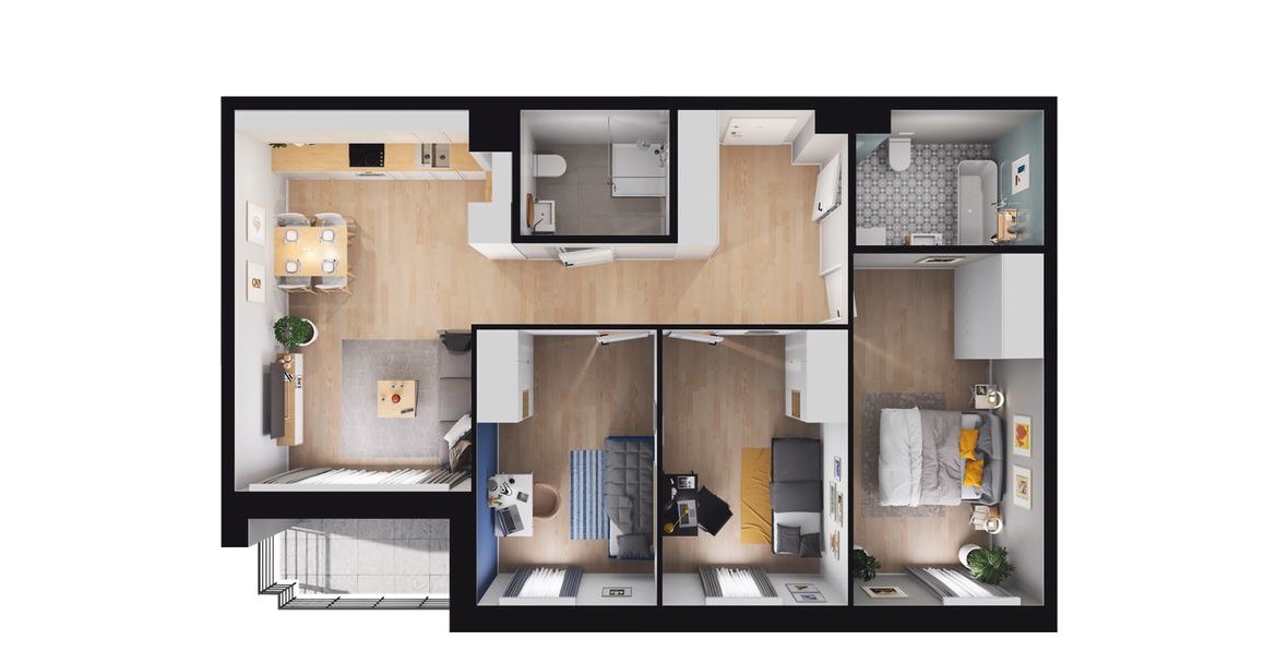 4-pokojowe mieszkanie 74m2 + balkon