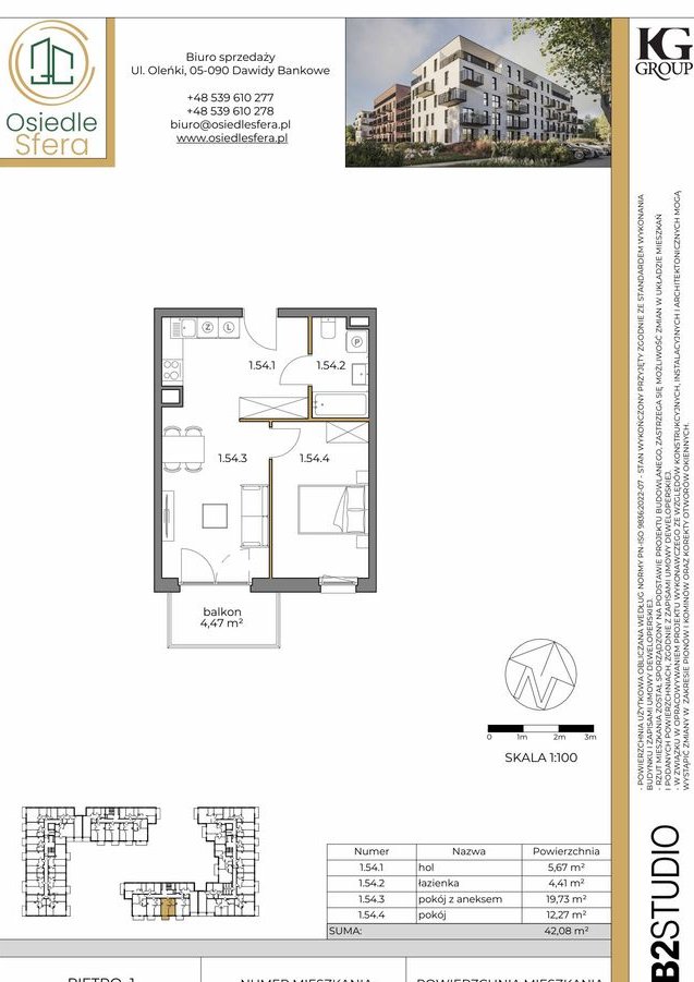 2-pokojowe mieszkanie 41m2 + balkon Bez Prowizji