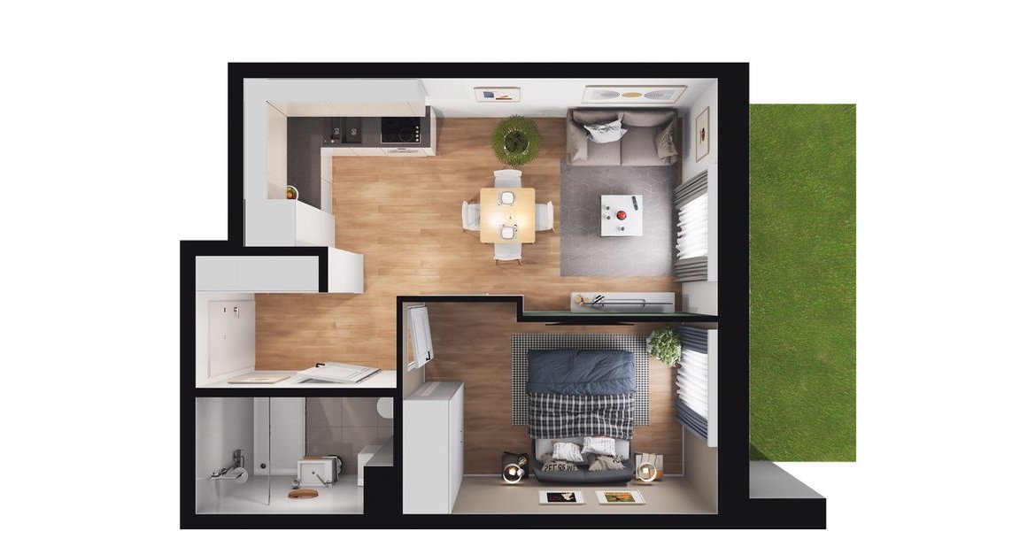 2-pokojowe mieszkanie 33m2 + ogródek Bez Prowizji