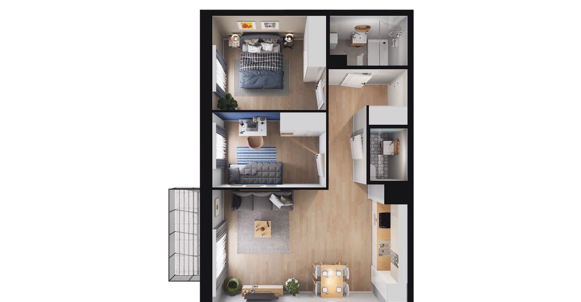 3-pokojowe mieszkanie 57m2 + balkon Bez Prowizji