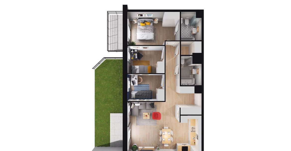 4-pokojowe mieszkanie 75m2 + ogródek Bezpośrednio