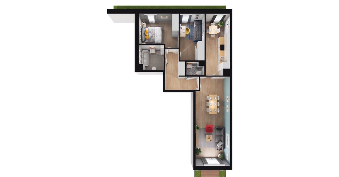 3-pokojowe mieszkanie 69m2 + 2 ogródki