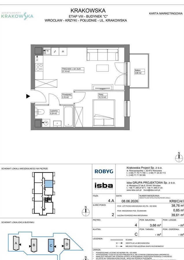 2-pokojowe mieszkanie 38m2 + balkon