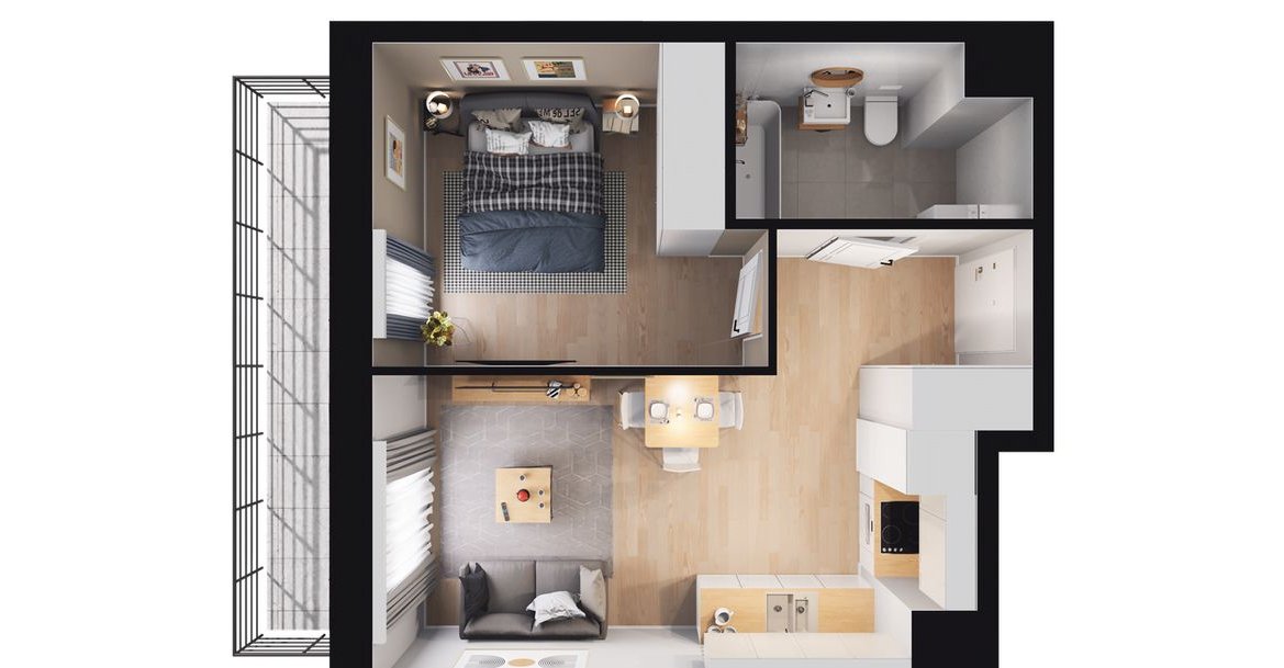 2-pokojowe mieszkanie 34m2 + balkon Bezpośrednio