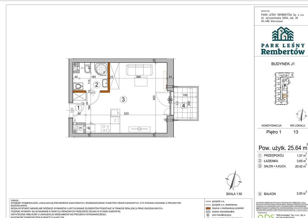 1-pokojowe mieszkanie 25m2 + balkon Bezpośrednio