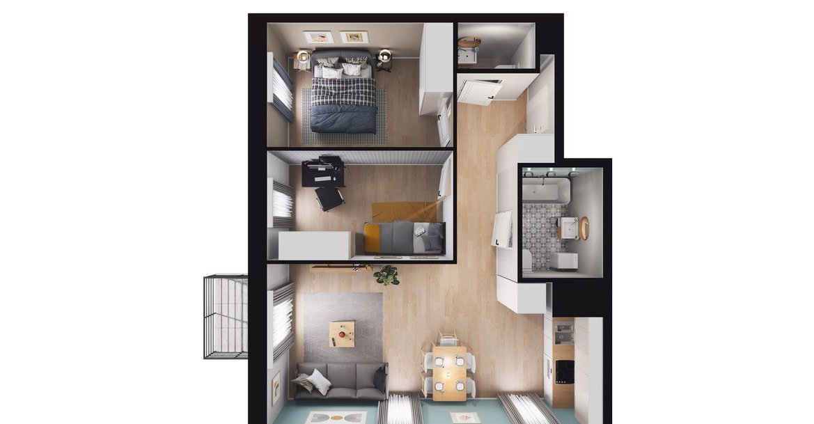 3-pokojowe mieszkanie 53m2 + balkon