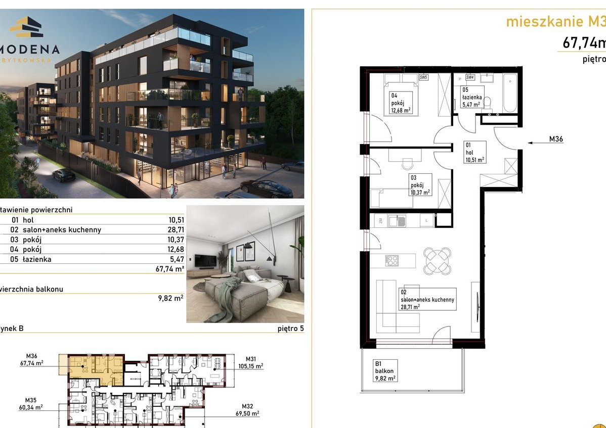 3-pokojowe mieszkanie 67m2 + balkon Bezpośrednio