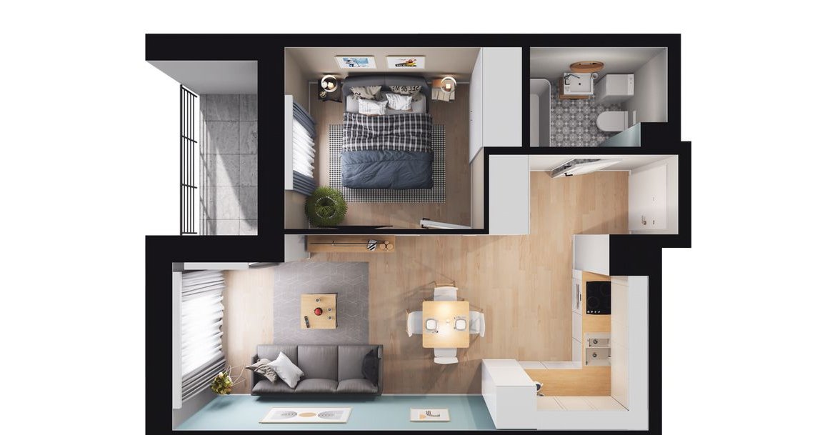 3-pokojowe mieszkanie 42m2 + balkon Bezpośrednio