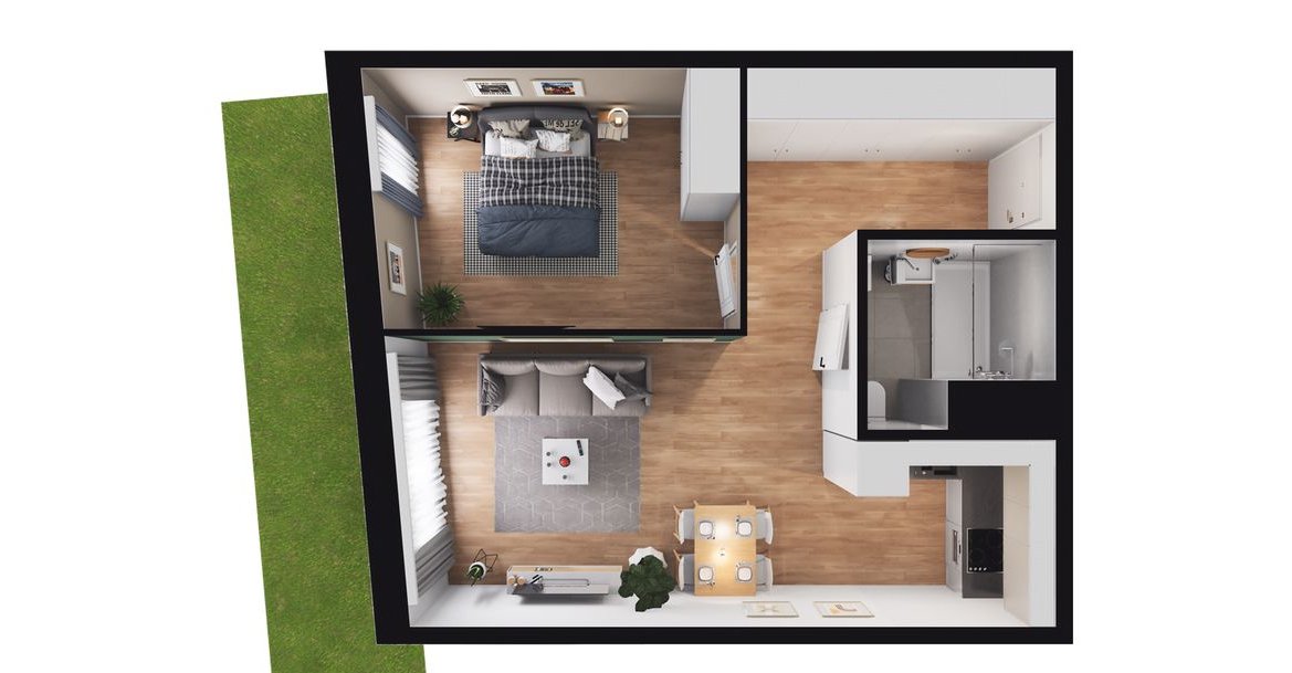 2-pokojowe mieszkanie 44m2 + ogródek