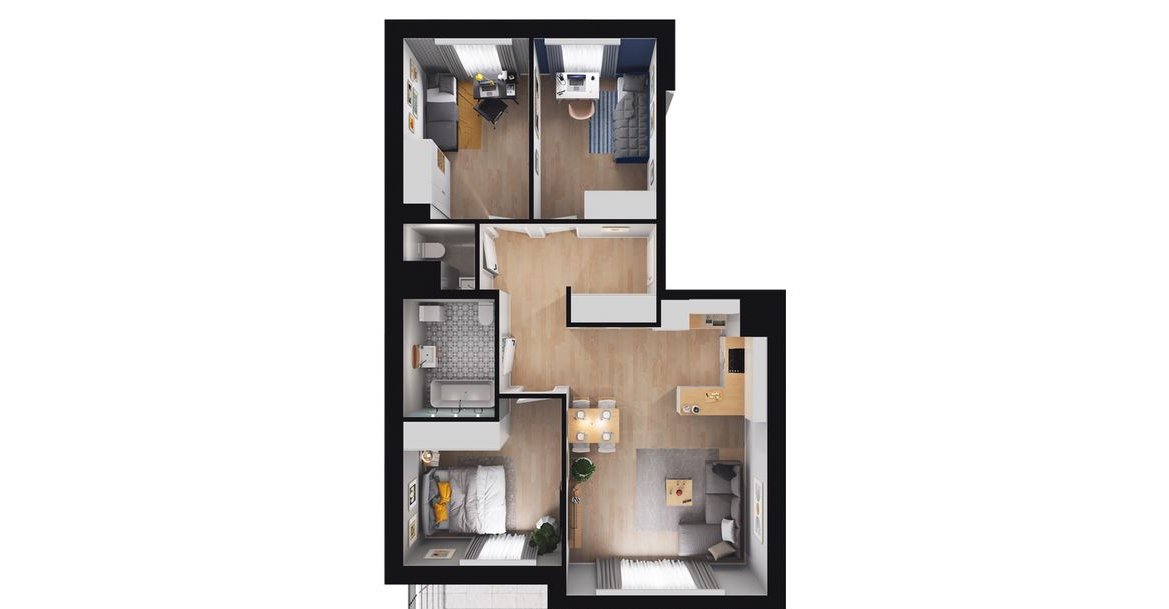 4-pokojowe mieszkanie 70m2 + balkon Bezpośrednio