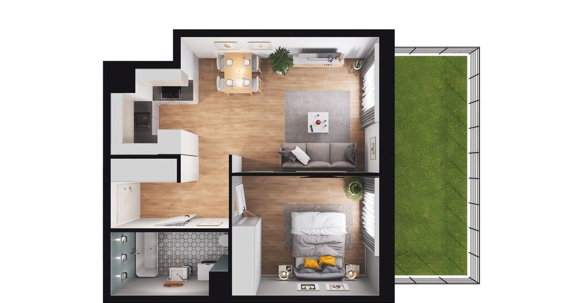 2-pokojowe mieszkanie 42m2 + ogródek Bez Prowizji