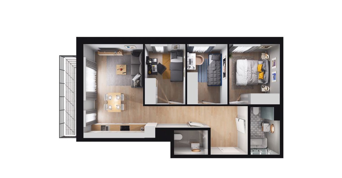 4-pokojowe mieszkanie 60m2 + balkon Bez Prowizji