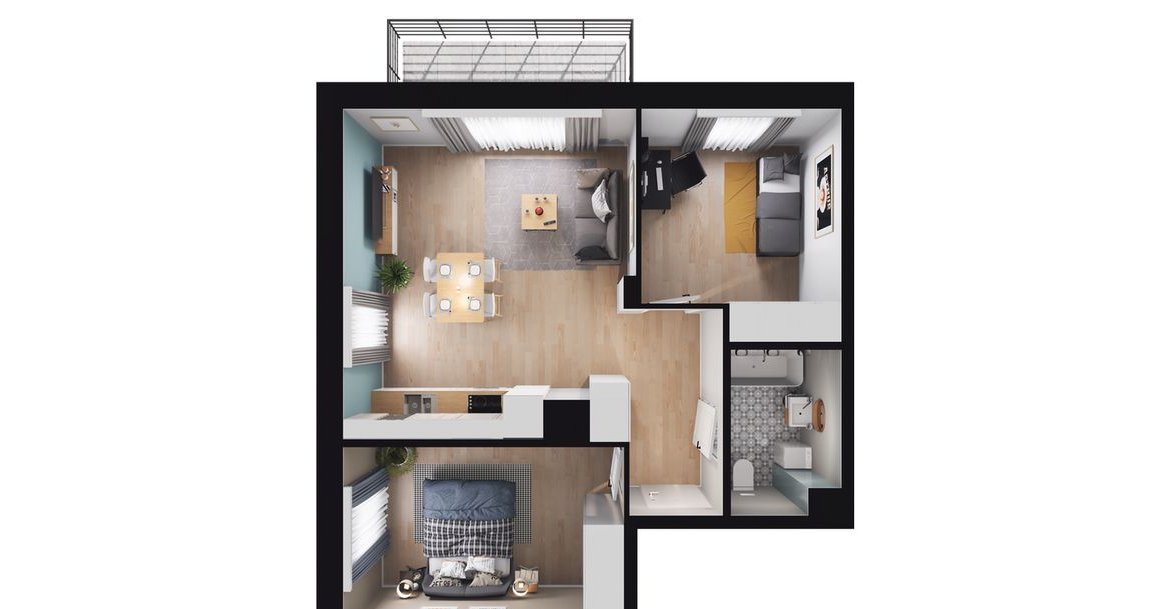 3-pokojowe mieszkanie 52m2 + balkon