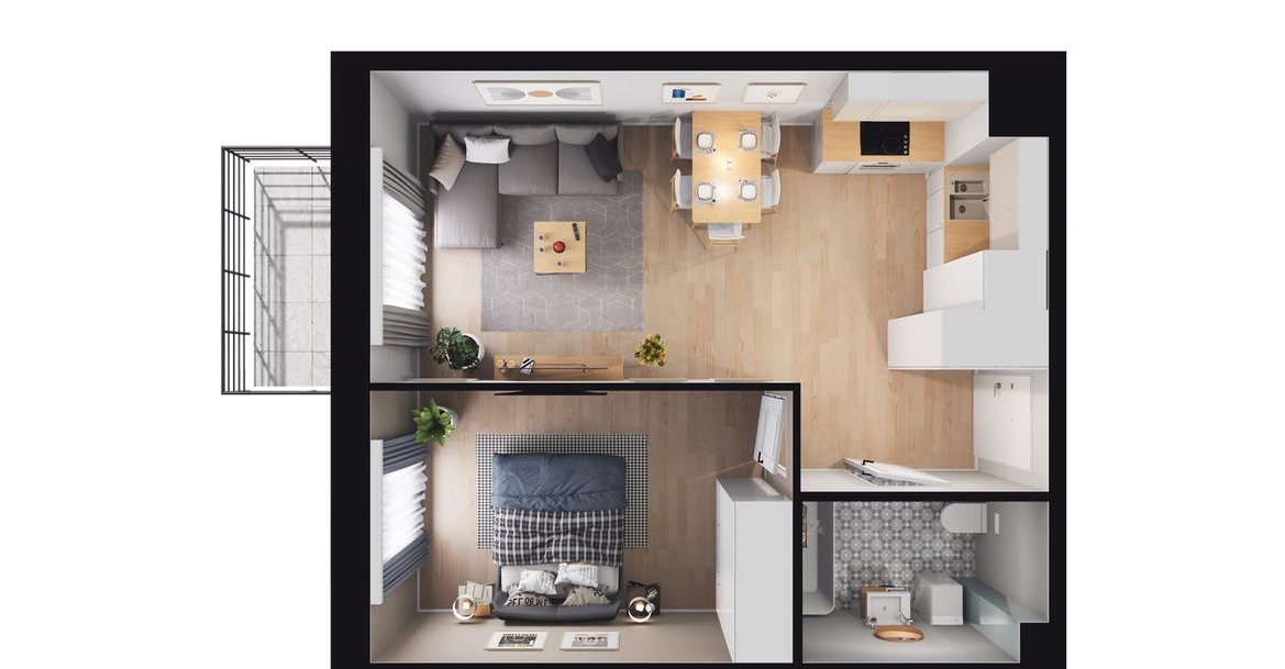 2-pokojowe mieszkanie 39m2 + balkon Bezpośrednio