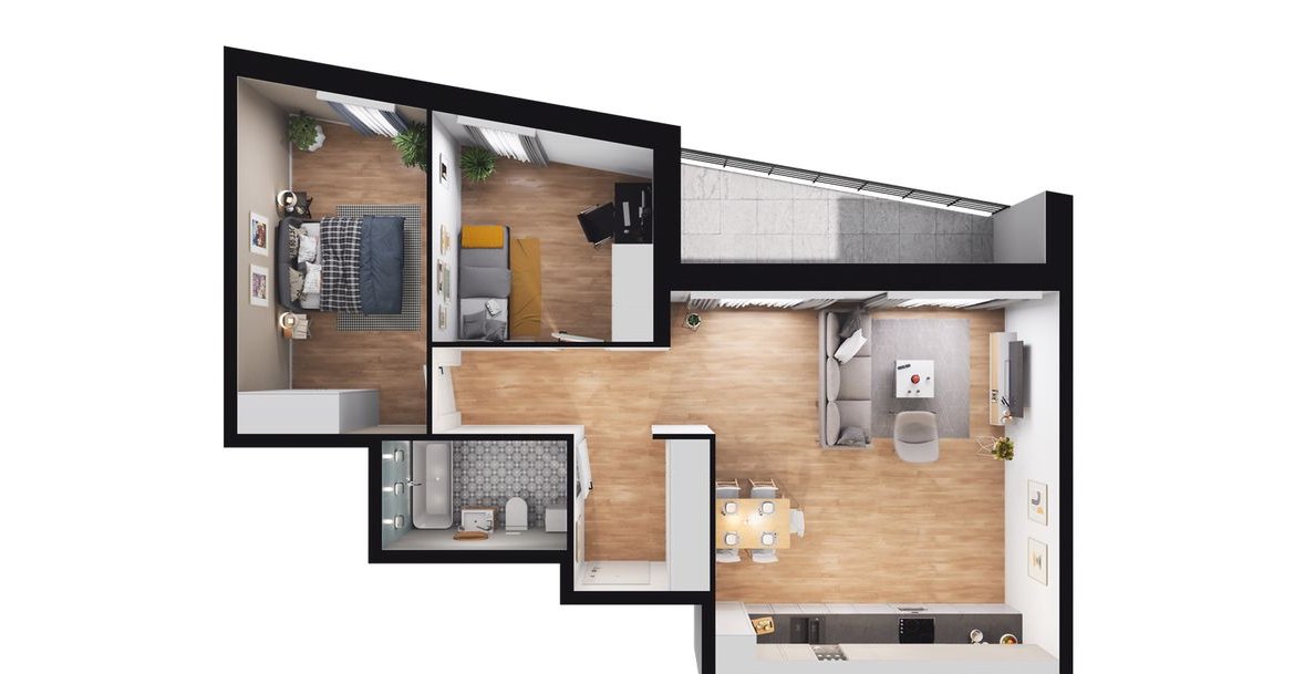 3-pokojowe mieszkanie 66m2 + loggia Bezpośrednio