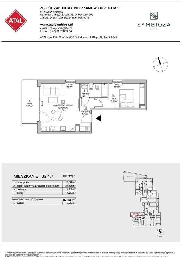 2-pokojowe mieszkanie 42m2 + balkon
