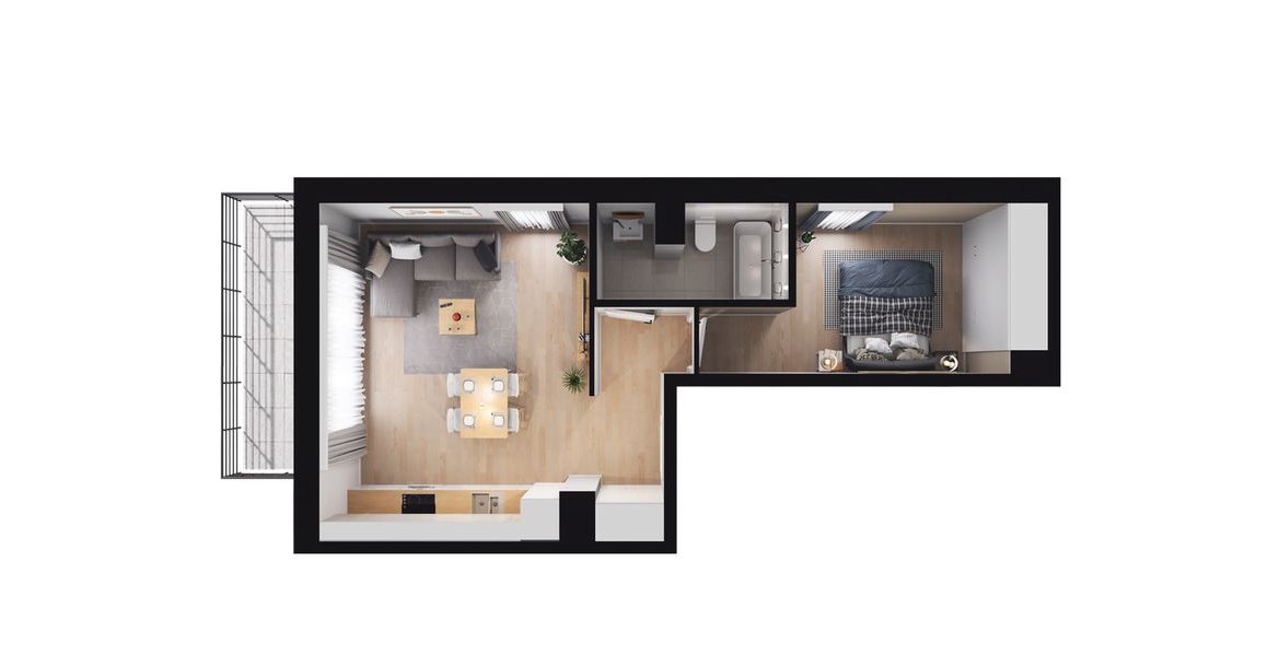 2-pokojowe mieszkanie 42m2 + balkon