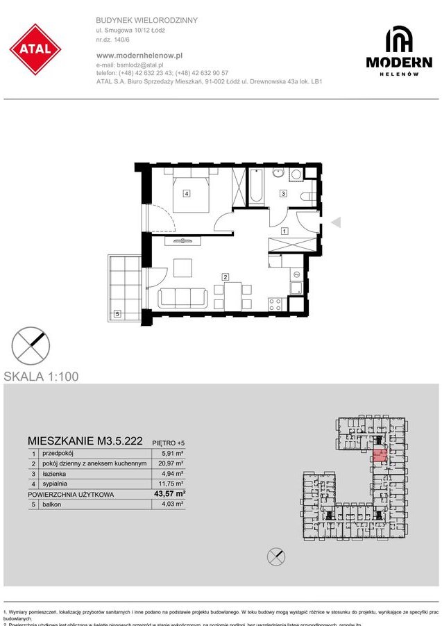 2-pokojowe mieszkanie 43m2 + balkon Bezpośrednio