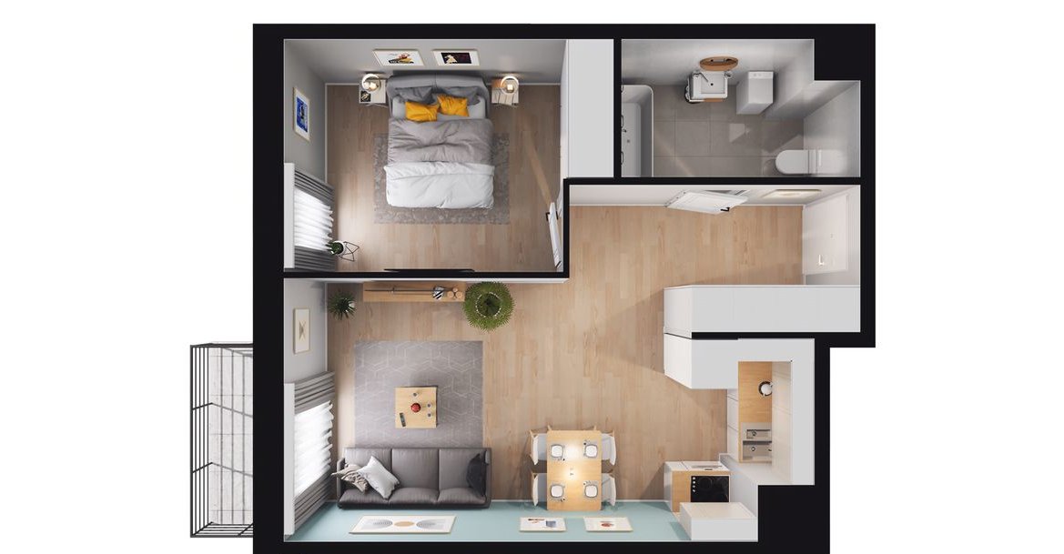 2-pokojowe mieszkanie 43m2 + balkon Bezpośrednio