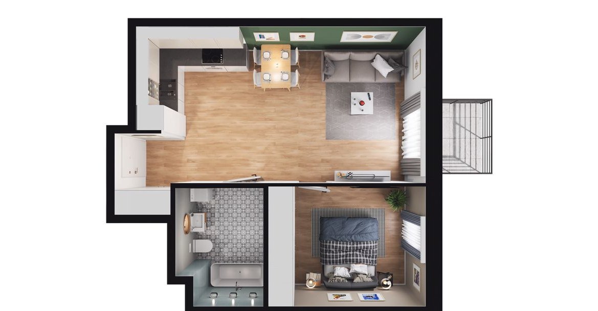 2-pokojowe mieszkanie 42m2 + balkon Bezpośrednio