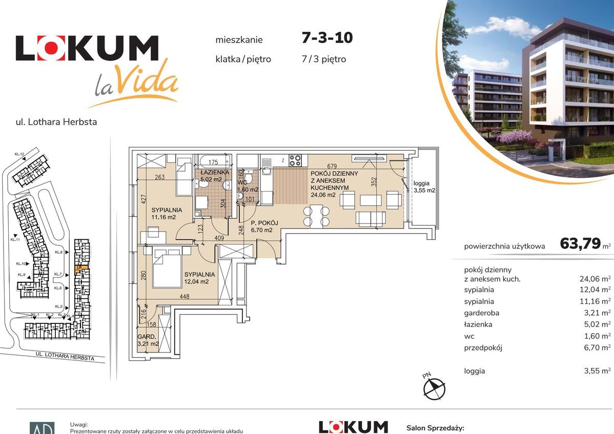 3-pokojowe mieszkanie 63m2 + loggia Bezpośrednio