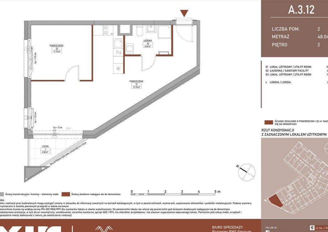 2-pokojowy apartament inwestycyjny 47m2 + loggia