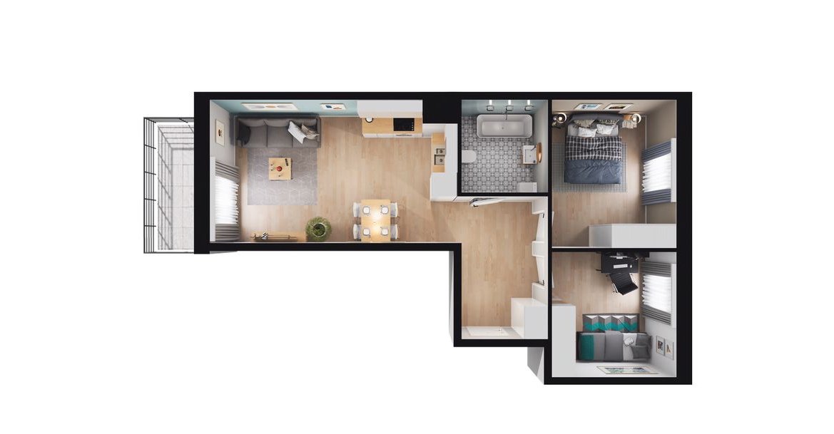 3-pokojowe mieszkanie 56m2 + balkon