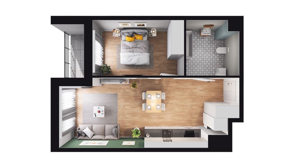 2-pokojowe mieszkanie 44m2 + loggia